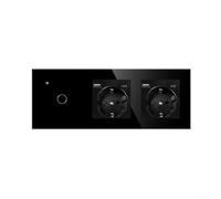 Interruptor para inteligente WiFi para cristal Templado Doble(black) | Control remoto vía app, vidrio templado , doble interruptor táctil, LED nocturna, instalación sin hub