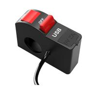 Interruptor para Manillar Moto USB 5V 2A negro | ABS, Control de Faro y Luz de Emergencia, Instalación Fácil, para Scooter y E-Bike