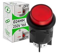 Interruptor Pequeño Bipolar con Bombilla Roja 16A Ø 24 mm Cuerpo Negro - Garantía de 5 Años - ONIX TECH