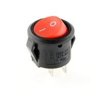 Interruptor pequeño redondo en forma de barco de 2 pines, 2 velocidades, rojo, negro y blanco, de 16 mm, con apertura de paquete de 5, 3 A, 250 V CA, 6 A, 125 V CA, SPDT, encendido y apagado.(Red)