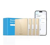 Interruptor Persiana Wifi Maxcio Compatible Con Alexa y Google Home, Dorado Interruptor Inteligente Persiana con Temporizador y Control por Voz, Requiere Cable Neutro, Dorado(4 Packs)