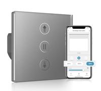 Interruptor Persiana Wifi Porcentual 80 * 80mm, Interruptor de Persiana Inteligente Control por Voz Compatible con Alexa/Google Home/Smart Life, Requiere Cable Neutro, Gris