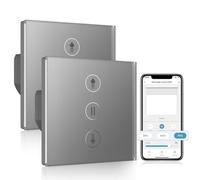 Interruptor Persiana Wifi Porcentual 80 * 80mm, Interruptor de Persiana Inteligente Control por Voz Compatible con Alexa/Google Home/Smart Life, Requiere Cable Neutro, Gris