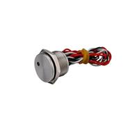Interruptor piezoeléctrico de cabeza plana con iluminación LED punto 16 mm, 1 NO, 2 A, función momentánea/de enclavamiento, interruptor sensible a la presión(Red LED,Latching,24V)