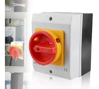 Interruptor principal, 25 A, interruptor giratorio de 4 polos, interruptor de apagado, IP65, interruptor de reparación con carcasa para separar la fuente de alimentación para conectar interruptores y