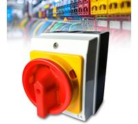 Interruptor principal, 25 A, interruptor giratorio de 4 polos, interruptor de apagado, IP65, interruptor de reparación con carcasa para separar la fuente de alimentación para conectar interruptores y