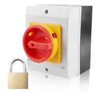 Interruptor principal de 16 A, 4 pines, IP65, interruptor principal y parada de emergencia, interruptor de separación de carga con carcasa de plástico y cerradura para conectar interruptores y