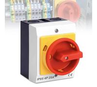 Interruptor principal de 4 pines, 25 A, interruptor giratorio con carcasa de plástico, IP65, interruptor de separación de carga, interruptor para conectar y desconectar circuitos (25 A)