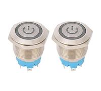 Interruptor Pulsador 4 Pines 19mm, Cabezal Plano Redondo, Carcasa Acero Inoxidable, IP65, 12-24VDC - Resistente al Agua, Variedad de Colores, Fácil Instalación (Blanca)