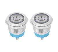 Interruptor Pulsador 4 Pines 3-6VDC, Botón Redondo de Cabezal Plano 22mm, Protección IP65 - Carcasa de Acero Inoxidable, Indicador Luminoso, Uso Resistente y Preciso (Blanca)