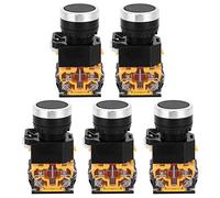 Interruptor Pulsador Auto - Bloqueo 22mm 37V - 440V 5 Piezas Sin Luz, Durable y Compacto - Material Plástico de Ingeniería, Fácil Instalación, Uso Seguro y Versátil (negro)