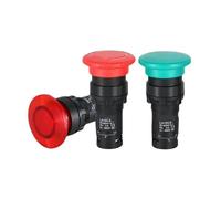 Interruptor Pulsador Champiñón Parada Emergencia Arranque 5A LA155-E | Pulsador Champiñón 22mm 5A 1NO1NC 24V/220V Auto Reset Parada Emergencia Rojo Amarillo Verde Azul Blanco(Blanc,2NO-24V)