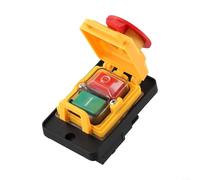 Interruptor pulsador de 4 pines, 16 A, 250 V, grado de protección IP54, para KJD12, con función de parada de emergencia, apto para máquinas industriales como sierras, taladros, lijadoras