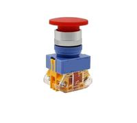 Interruptor pulsador de cabeza de hongo de 22 mm, con enclavamiento momentáneo, 1NO, 1NC, 2NO, 2NC, color rojo y amarillo, LAY37-11MZS(Red,1NO 1NC_LATCHING)