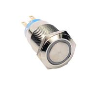 Interruptor pulsador de cabeza plana de 19 mm, encendido y apagado, reajustable, 12 V, LED de anillo, IP67, 1 NO, 1 NC, 5 unidades(Red LED,LATCHING_24V)