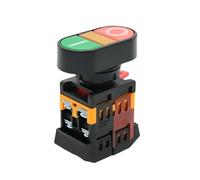 Interruptor pulsador de doble cabezal momentáneo de 22 mm, 380 V, 220 V CA, encendido/apagado, arranque, parada, 1 NA, 1 NC, 2 botones, 22 N, con lámpara LED amarilla, 24 V(380V)