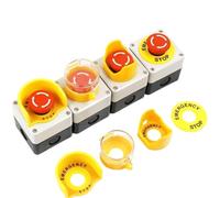 Interruptor pulsador de emergencia hongo DPST con carcasa de plástico, señal roja, CA 660 V, 10 A, NO+NC, LAY37-11ZS(4)