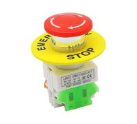 Interruptor pulsador de emergencia tipo hongo DPST con carcasa de plástico, señal roja, CA 660 V, 10 A, NO+NC, LAY37-11ZS(LAY37)