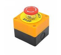 Interruptor pulsador de emergencia tipo hongo DPST con carcasa de plástico, señal roja, CA 660 V, 10 A, NO+NC, LAY37-11ZS(LAY37 Add to box)