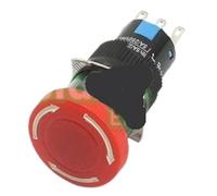 Interruptor pulsador de enclavamiento con cabezal de hongo rojo de 3 pines SPDT, 5 unidades, CA 220 V/250 V, 5 A Controls Switches