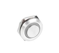 Interruptor Pulsador De Metal Pequeño, Resistente Al Agua, Carrera Corta Y Cabezal Alto 12/16/19/22/25/30 Mm, Luz LED Encendido Momentáneo, 5/12/24 V, Color Negro, 1 NO(22mm,STAINLESS_WHITE_3-6V)