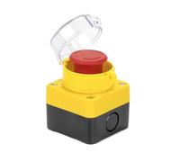 Interruptor pulsador de parada de emergencia con cabezal de hongo rojo, 10 A, for ascensores, con enclavamiento y bloqueo automático con cubierta protectora.