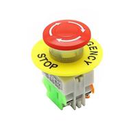 Interruptor pulsador de parada de emergencia con tapa de hongo roja, 1NO, 1NC, DPST, CA 660 V, 10 A, interruptor for ascensor, con enclavamiento y bloqueo automático.(1pcs)
