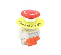 Interruptor pulsador de parada de emergencia con tapa de hongo rojo, 1NO, 1NC, CA 660 V, 10 A, equipo de interruptor, elevador, enclavamiento, autobloqueo.
