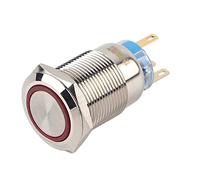 Interruptor Pulsador Estanco de Acero Inoxidable 19mm, 12-24V, Tipo Autobloqueo - Resistente al Agua IP65, Terminales de Cobre, Ideal para Uso Exterior y Paneles de Control (el dia)