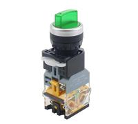 Interruptor pulsador giratorio con luz LED de 22 mm, 2 posiciones y 3 posiciones, con enclavamiento, cabezal rojo y verde, LA38-11XD/2, 4 unidades(Green,2 POSITION (1NO 1NC)_380V)