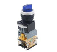 Interruptor pulsador giratorio con luz LED de 22 mm, 2 posiciones y 3 posiciones, con enclavamiento, cabezal rojo y verde, LA38-11XD/2, 4 unidades(Blue,3 POSITION (2NO)_6V)