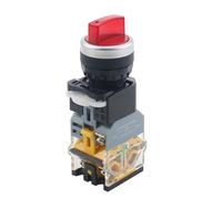 Interruptor pulsador giratorio con luz LED de 22 mm, 2 posiciones y 3 posiciones, con enclavamiento, cabezal rojo y verde, LA38-11XD/2, 4 unidades(Red,2 POSITION (1NO 1NC)_220V)