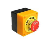 Interruptor pulsador giratorio de emergencia de 22 mm con cabezal rojo tipo hongo, 1 NO, 1 NC, 10 A, 660 V, con caja protectora