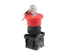 Interruptor pulsador giratorio de parada de emergencia con llave, 2 posiciones, bloqueo de enclavamiento, XB2-ES142 ES145 ES442 ES542, 1 NC/1 NO 1 NC, rojo