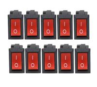 Interruptor pulsador KCD11-101, 3 A/250 V, negro y rojo, 10 x 15 mm, 2 pines, encendido/apagado, 3/5/10 unidades(10PCS Red)