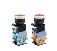 Interruptor pulsador LA38-11D 11DN de 22 mm con reinicio de lámpara LED, autobloqueo, cabezal, control de potencia, 10 unidades