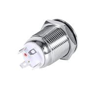 Interruptor pulsador LED de 12 mm, círculo LED, impermeable, metal, interruptor pulsador momentáneo, alta descarga, 4 pines, 1 cierra(rojo)