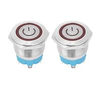 Interruptor Pulsador Metálico 22mm, 2 Piezas, Cabezal Plano Momentáneo, 4 Pines, IP65, 12-24VDC, Azul - Protección IP65, Acero Inoxidable, Uso Durable y Fácil Instalación (Día)