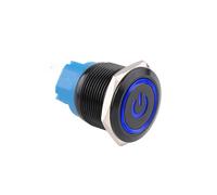 Interruptor pulsador metálico de anillo de 22 mm, 12 V, 24 V y 220 V(Power-BL-B,RESET_12-24V)