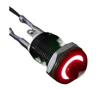 Interruptor pulsador metálico impermeable de cabeza alta 1NO con luz LED, autobloqueo/reinicio, 3/6/12/24/220 V, 8/10/12/16 mm, color negro oxidado(Red LED (1NO),220V_16MM(1NO)_SELF-RESET(1NO))