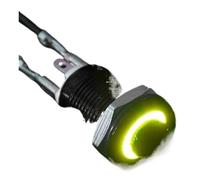 Interruptor pulsador metálico impermeable de cabeza alta 1NO con luz LED, autobloqueo/reinicio, 3/6/12/24/220 V, 8/10/12/16 mm, color negro oxidado(Yellow LED (1NO),12-24V_16MM(1NO)_SELF-RESET(1NO))