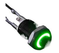 Interruptor pulsador metálico impermeable de cabeza alta 1NO con luz LED, autobloqueo/reinicio, 3/6/12/24/220 V, 8/10/12/16 mm, color negro oxidado(Green LED (1NO),3-6V_16MM(1NO)_SELF-LOCKING(1NO))