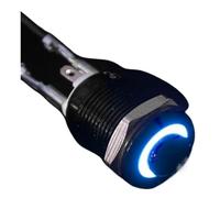 Interruptor pulsador metálico impermeable de cabeza alta 1NO con luz LED, autobloqueo/reinicio, 3/6/12/24/220 V, 8/10/12/16 mm, color negro oxidado(Blue LED (1NO),12-24V_8MM(1NO)_SELF-LOCKING(1NO))