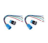 Interruptor Pulsador Metálico Reseteo Automatico 16mm, 12VDC, 5 Pines con Luz Amarilla - IP65 Impermeable, Contacto 1NO 1NC, Uso Industrial y Automotriz (Blanca)