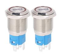 Interruptor Pulsador Momentáneo 16mm, 2 Piezas, Redondo Plano, 5 Pines con LED y Dígito 1 - Resistente IP65, Acero Inoxidable, Para Uso Versátil y Fácil Instalación (24 VCC)