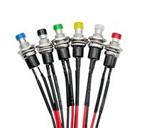 Interruptor pulsador momentáneo 1A 250V CA 2 pines SPST NO con cable de 20 cm