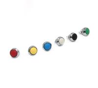 Interruptor pulsador momentáneo de 12 mm, interruptores de colores, esféricos, de acero inoxidable, for modificación de coche, bocina, timbre, pata soldada, 1 unidad(Blue)