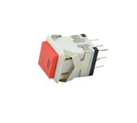 Interruptor pulsador momentáneo/de reinicio de 8 pines con tapa cuadrada, 2NO, 2NC y lámpara, CA 3 A/250 V, 6 A/125(Rot)