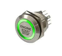 Interruptor pulsador momentáneo iluminado con anillo de encendido y apagado, láser "ARRANQUE/PARADA DEL MOTOR", 19 mm, 22 mm, 25 mm y 30 mm + CE + RoHS(Blue,19mm,LED Voltage 3-6V)