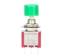Interruptor pulsador momentáneo PS-102 DS-612 con tapa, redondo, autorreinicio, 3 pines, 2 A, 250 V CA, 5 A, 120 V, interruptores de palanca.(Green,1pcs)